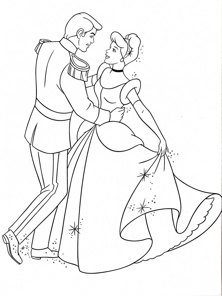 Coloring Pages Cinderella and Prince Charming