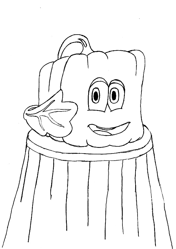 Cute Cartoon Jackolantern Pumpkin Coloring Page