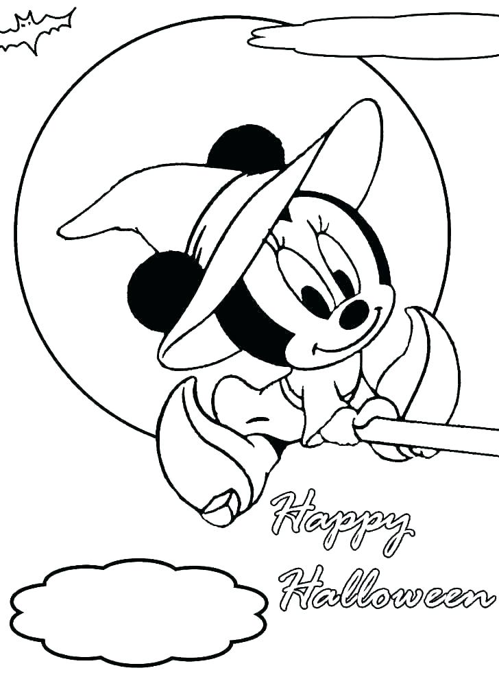 Cute Mickey Mouse Halloween Coloring Page