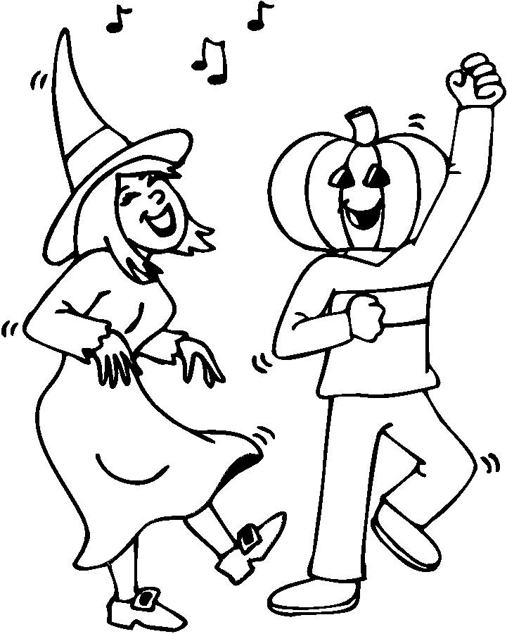 Dancing On Halloween Coloring Page