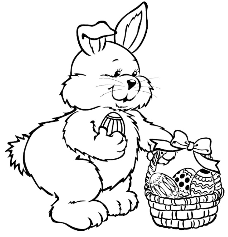Easter Bunny Gift Basket Coloring Page