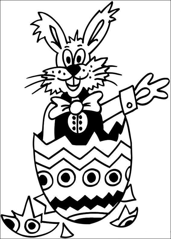Easter Bunny Hatching From Egg Coloring Page