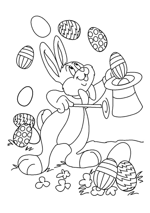 Easter Bunny Magic Eggs Coloring Page