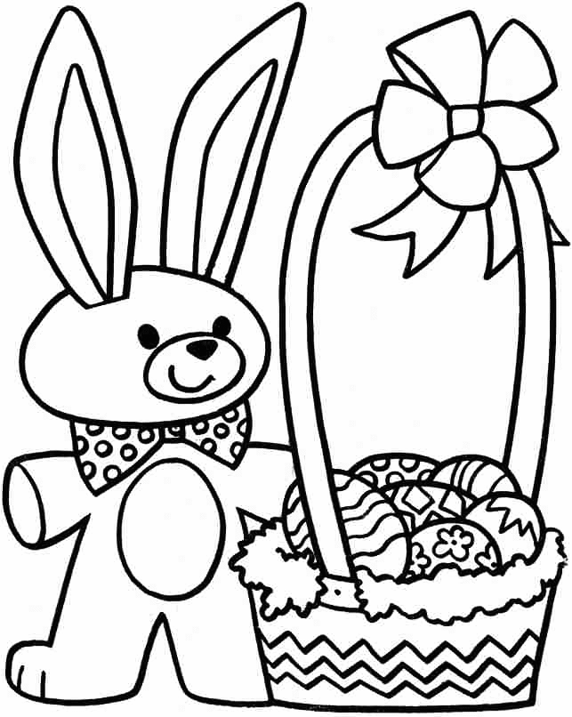 Easter Bunny With Basket Coloring Page