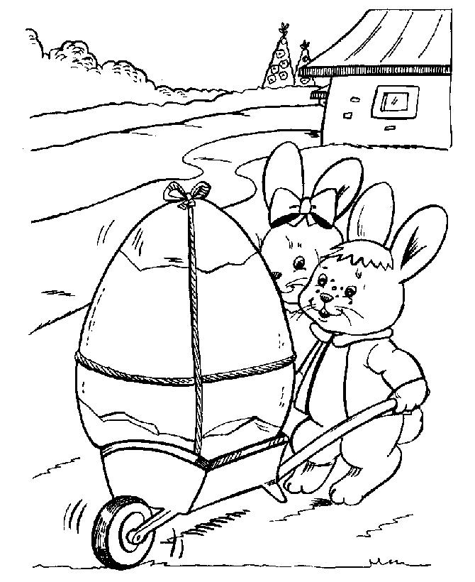 Easter Bunny With Eggs Coloring Page