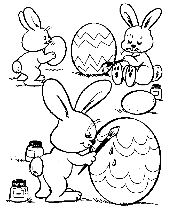 Easter Bunny and Eggs Coloring Pages