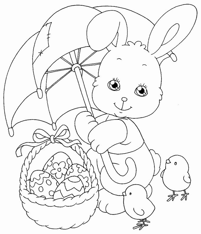 Easter Bunny With Egg Basket Coloring Page