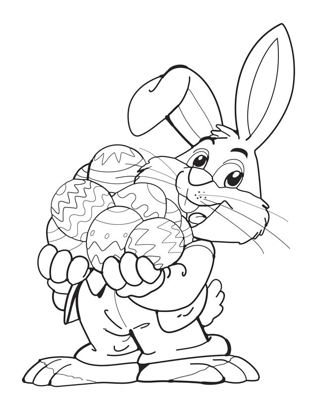 Easter Bunny With Eggs Coloring Page