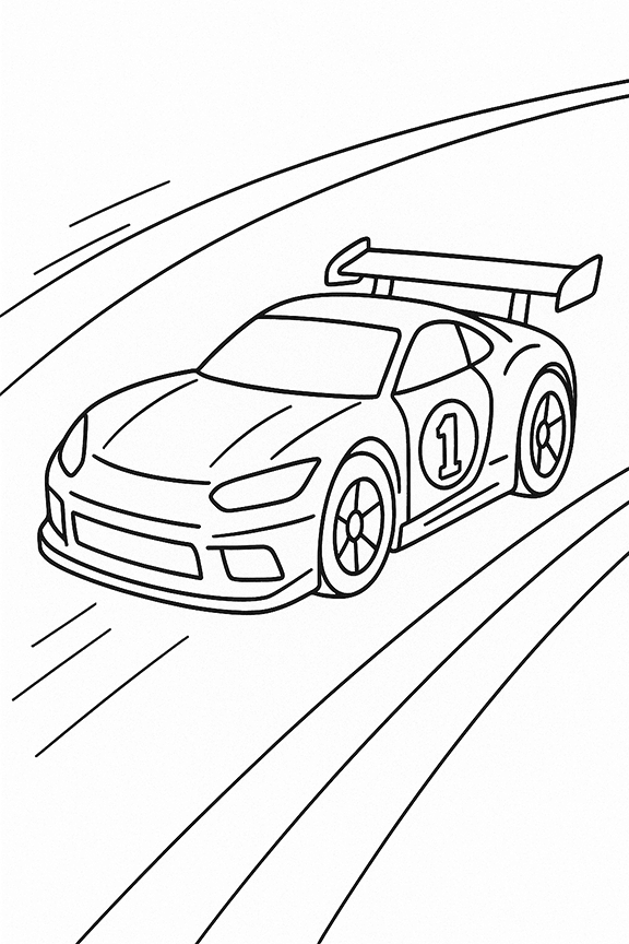 Easy Race Car Coloring Pages