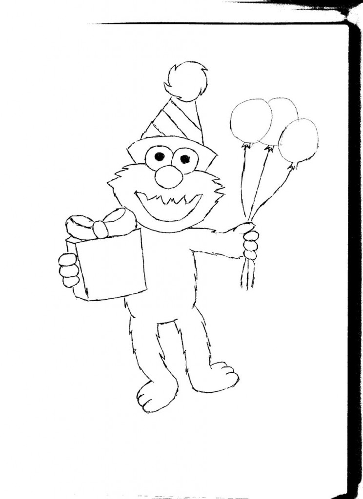 Elmo Birthday Coloring Pages