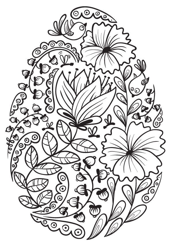 Flower Egg Shape Coloring Page