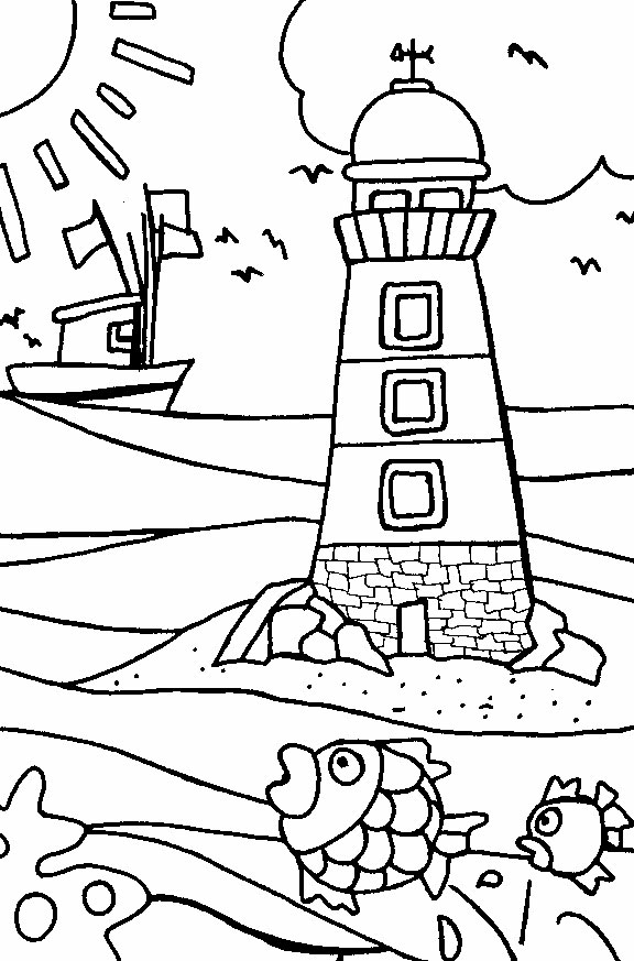 Beach Coloring Pages - Beach Scenes & Activities