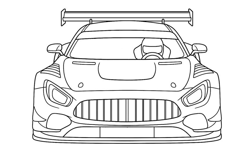 Front End Race Car Coloring Page