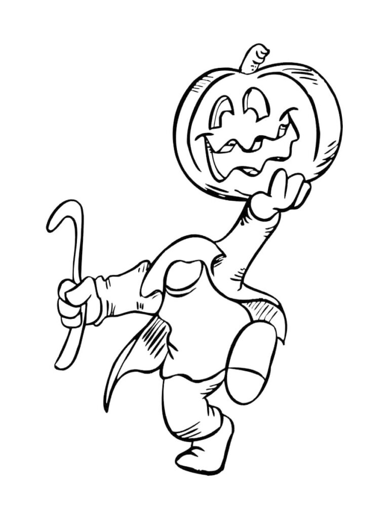 Funny Dancing Jack O Lantern Pumpkin Coloring Page