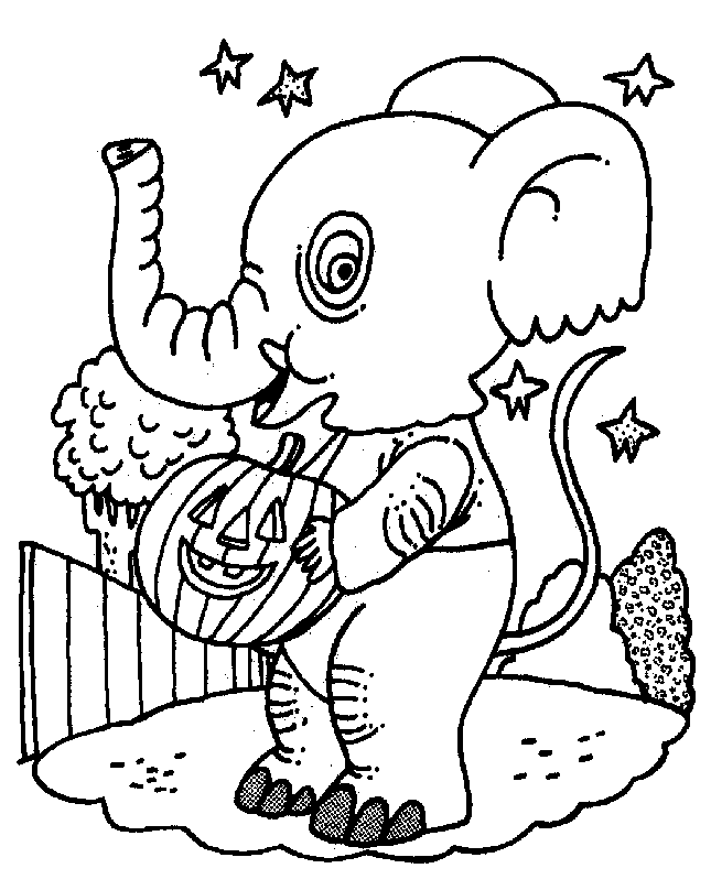 Halloween Elephant Coloring Page