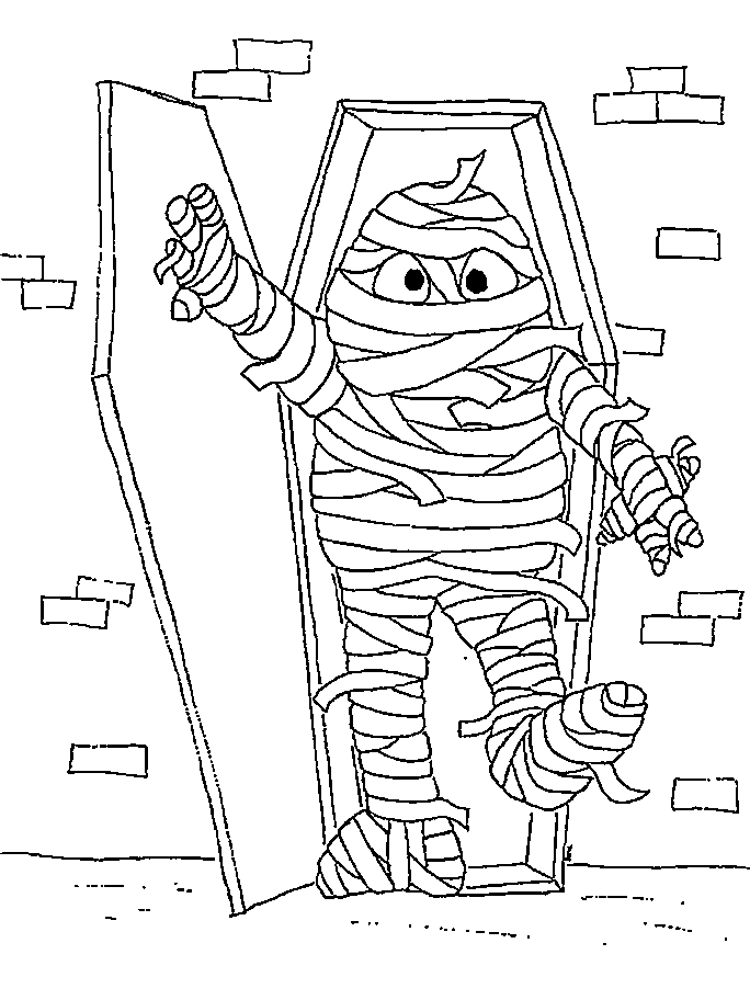 Halloween Mummy Coloring Page