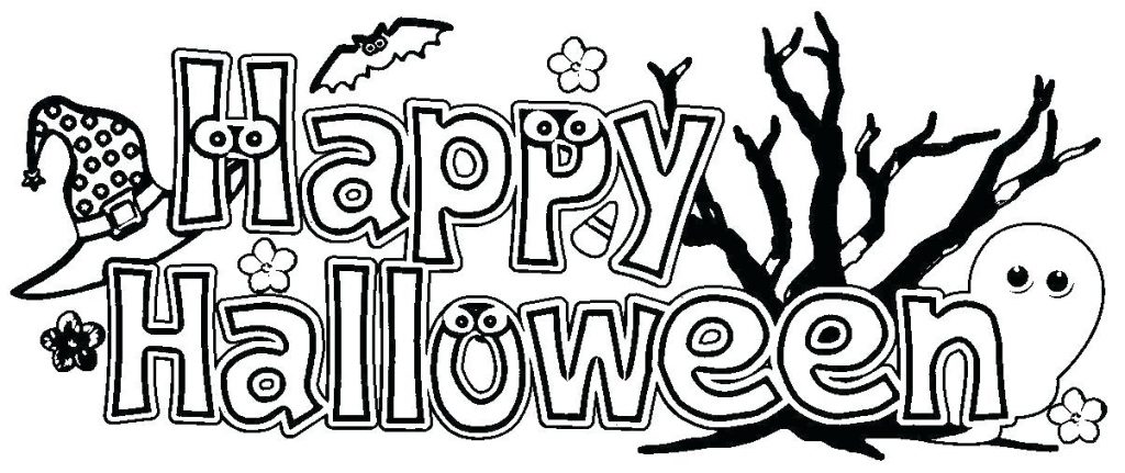 Happy Halloween Banner Coloring Page