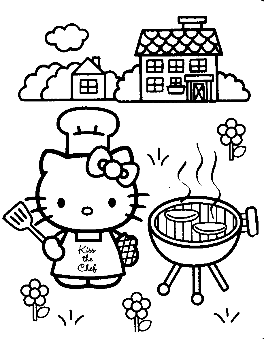 12 Free Printable Adult 12+ Hello Kitty Kitchen Coloring Pages for Summer - Hello Kitty Kitchen Coloring Pages