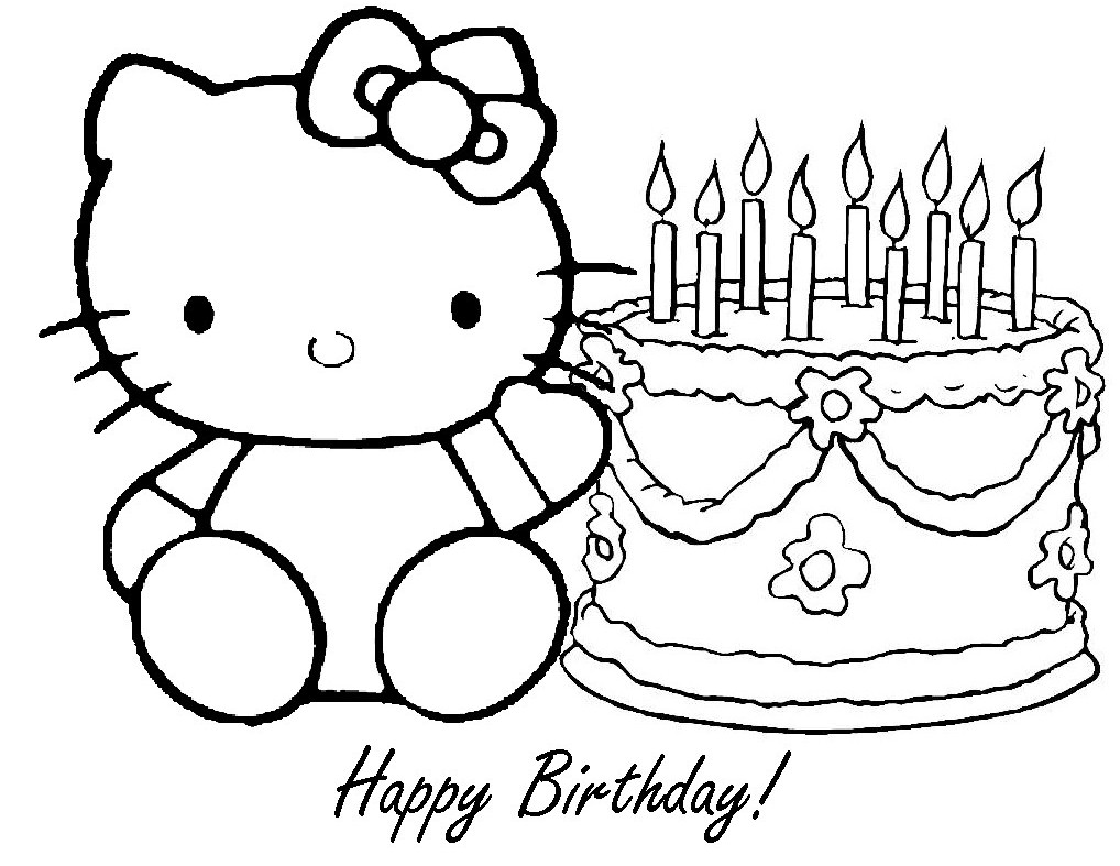 Hello Kitty Coloring Pages Happy Birthday