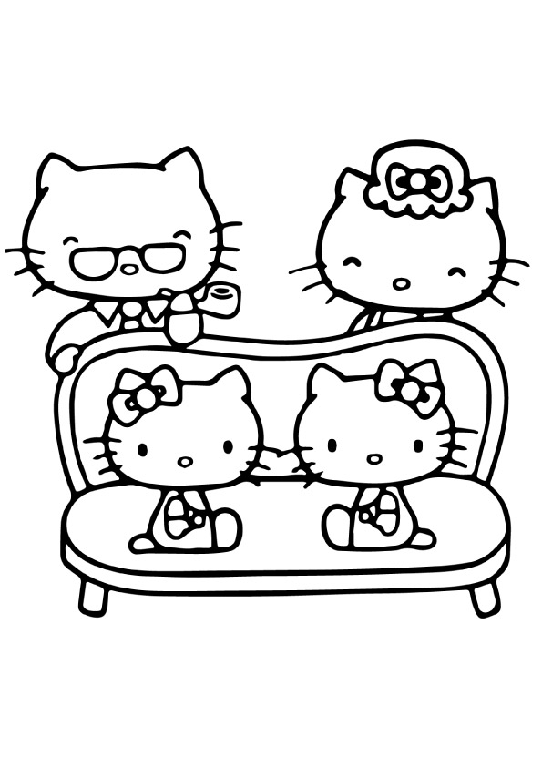 Hello Kitty Family Portrait Coloring Page
