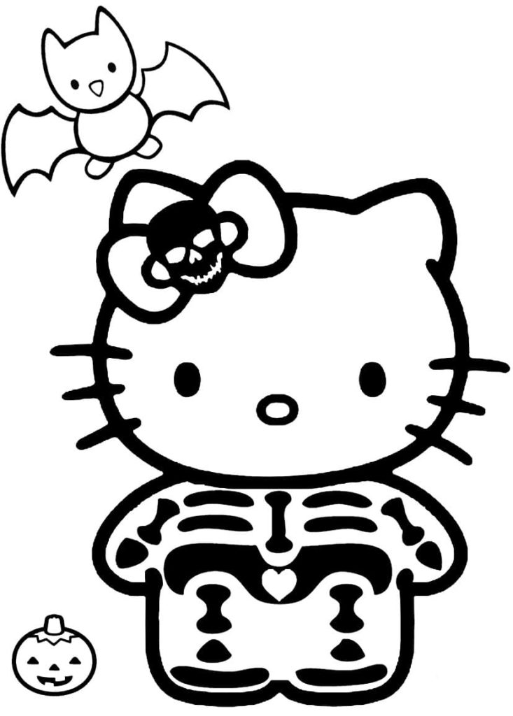 Hello Kitty Halloween Costume Coloring Page