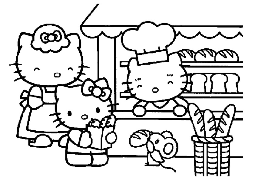 Hello Kitty Market Coloring Page
