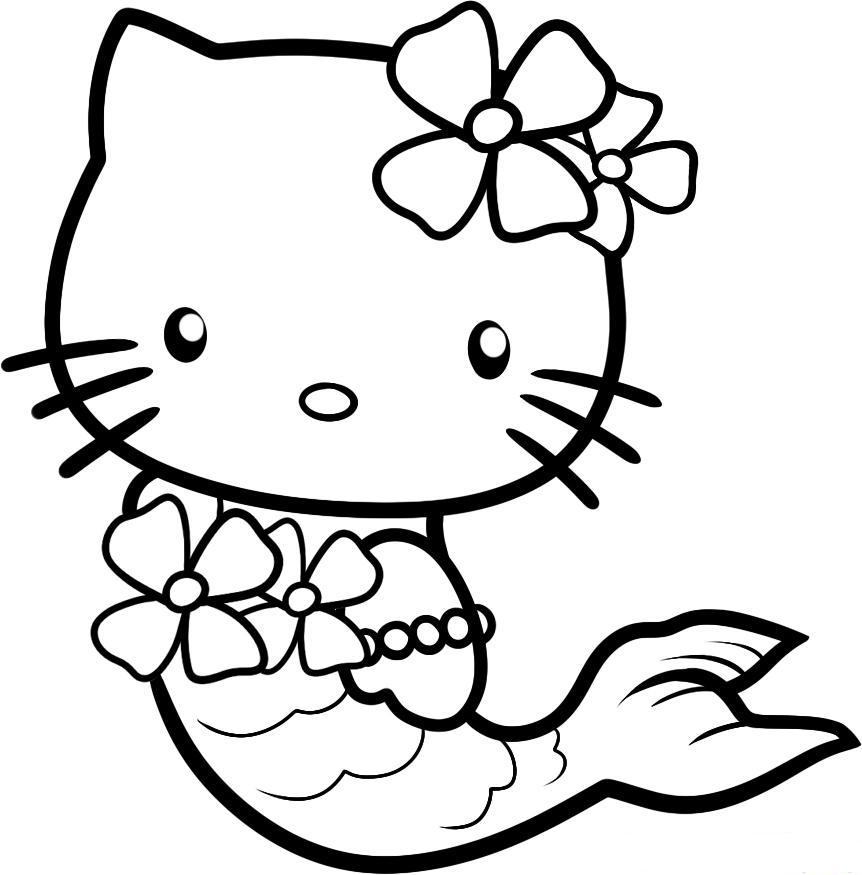 Hello Kitty Mermaid Coloring Page