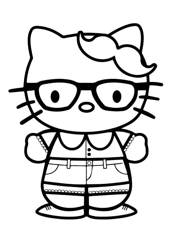 Hello Kitty With Glasses Coloring Page