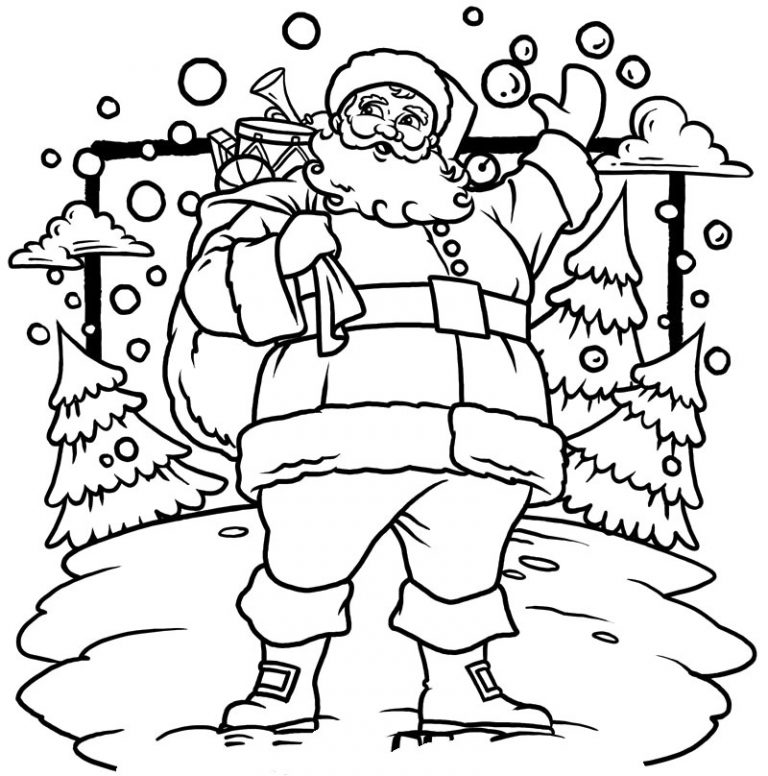 Free Printable Santa Claus Coloring - Jolly St Nick Santa Coloring Pages 768x776