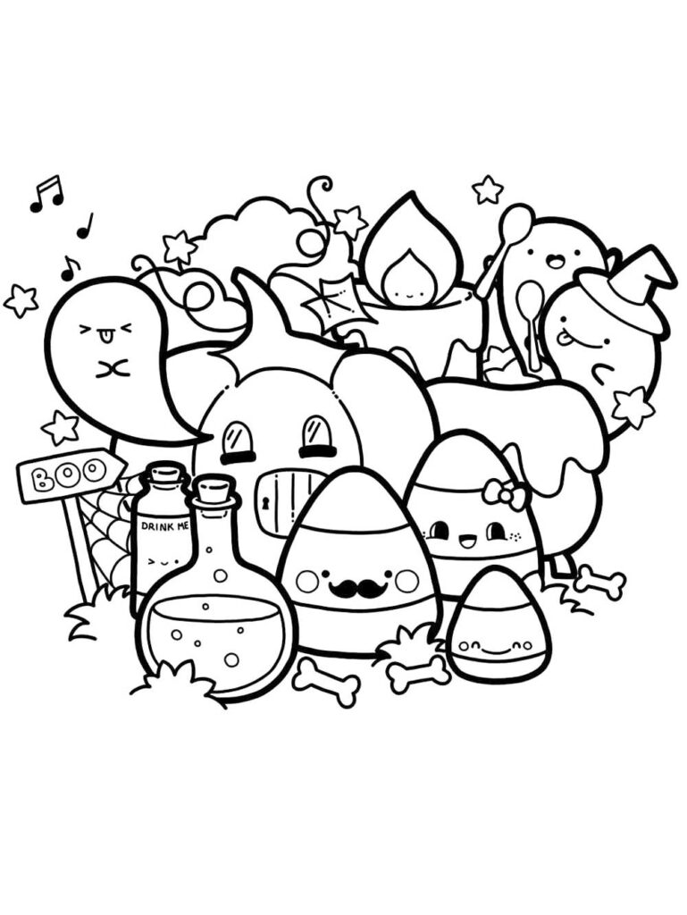 Kawaii Halloween Coloring Pages