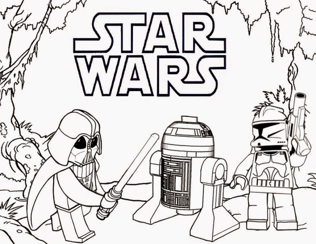 Lego Star Wars Coloring Pages - Darth Vader and R2