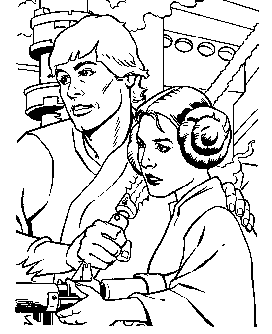 Luke and Leia - Star Wars Coloring Pages