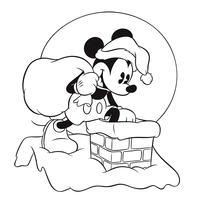 Mickey Mouse Is Santa Coloring Page