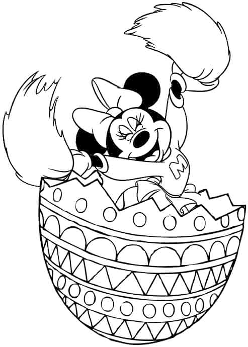 Minnie Mouse Inside Easter Egg Coloring Page