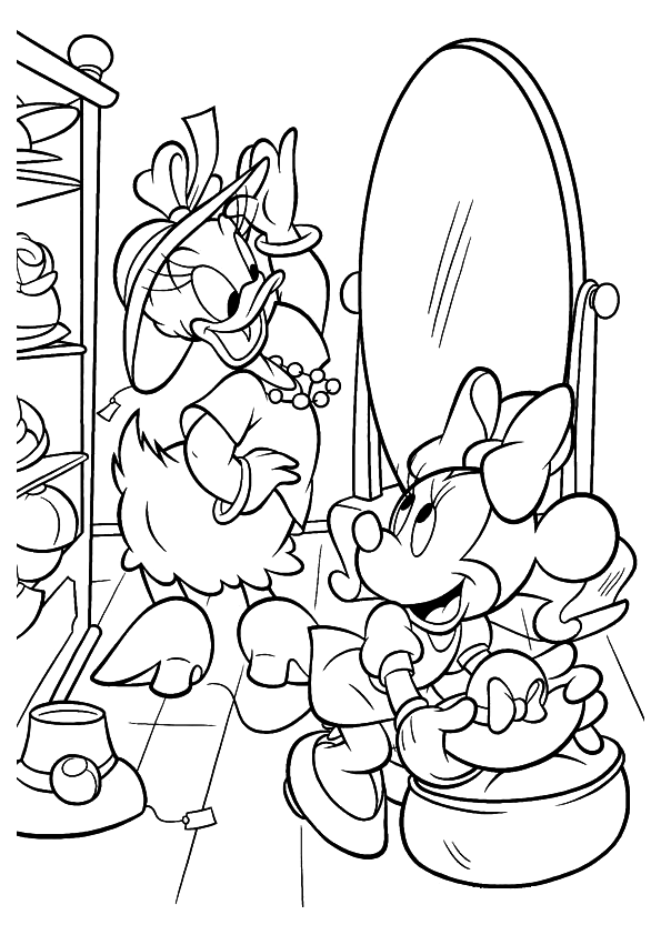 Minnie Mouse and Daisy Duck Coloring Pages