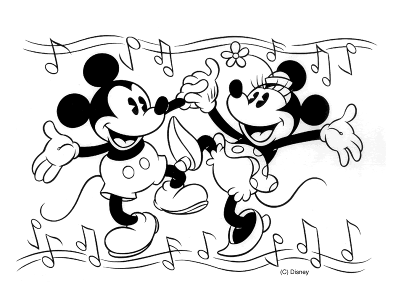 Minnie Mouse and Mickey Mouse Coloring Pages