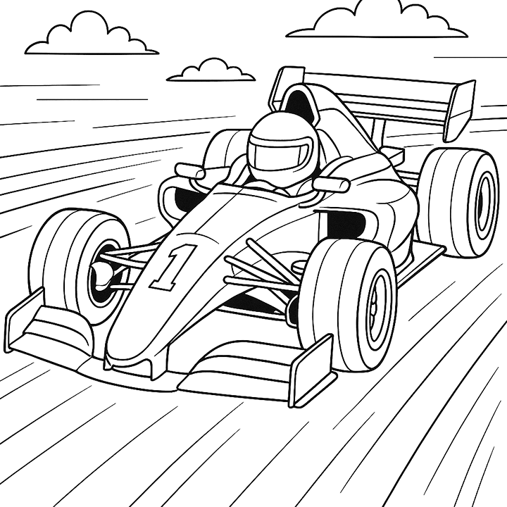 No 1 Race Car Coloring Page