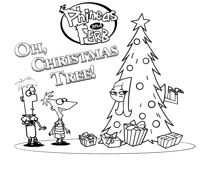 Phineas and Ferb Christmas Coloring Pages