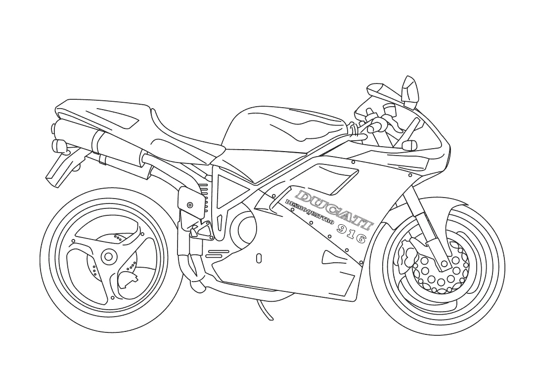 Sport motorcycle back view coloring pages 