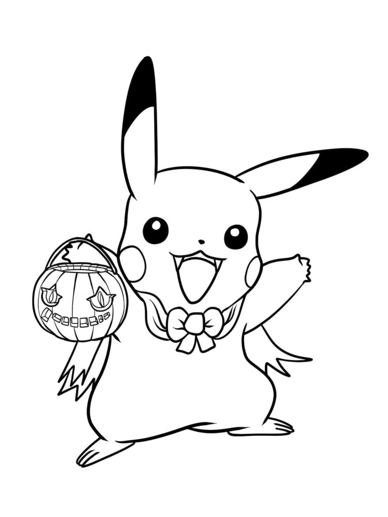 Pikachu Halloween Coloring Page