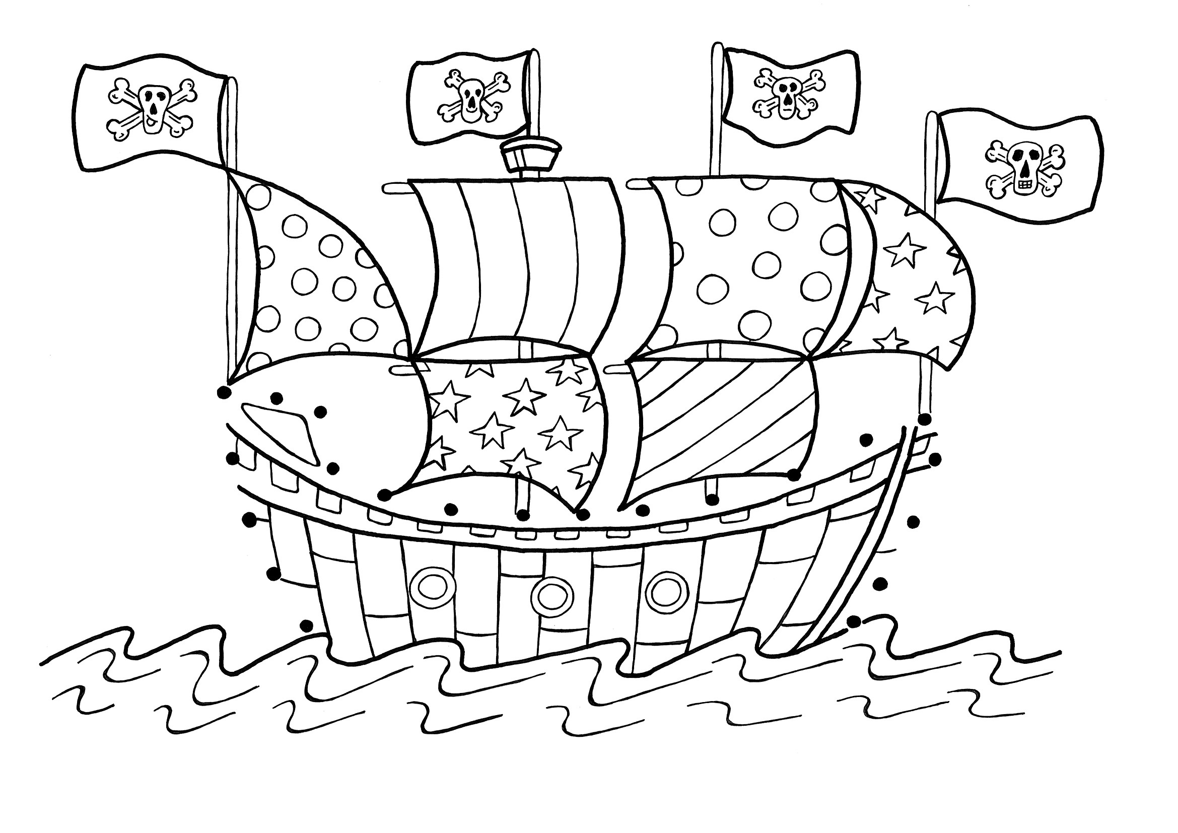 Pirate Ship Coloring Page 7