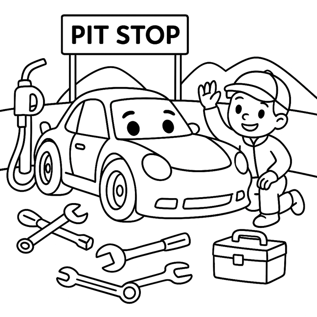 Pit Stop Coloring Page