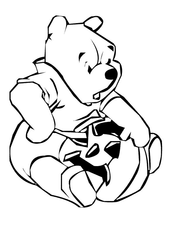 Pooh Carving Halloween Pumpkin Coloring Page