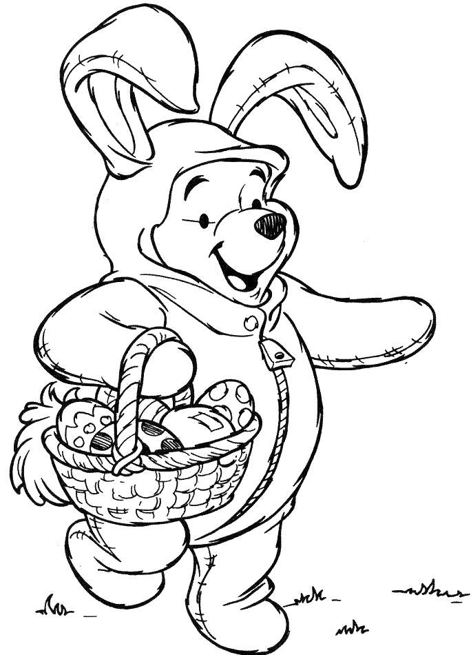 Pooh In Bunny Suit Cute Coloring Page