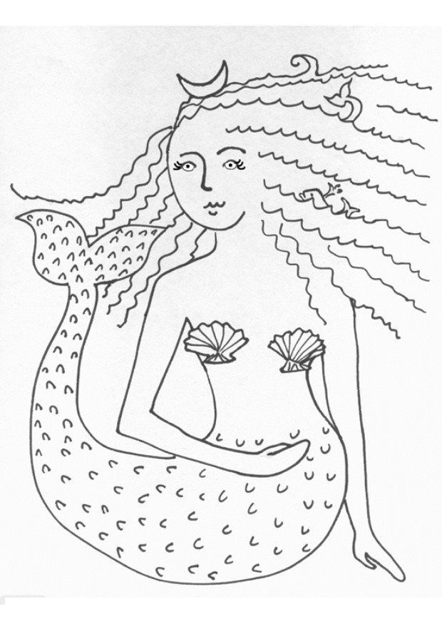 mermaid coloring printable drawings