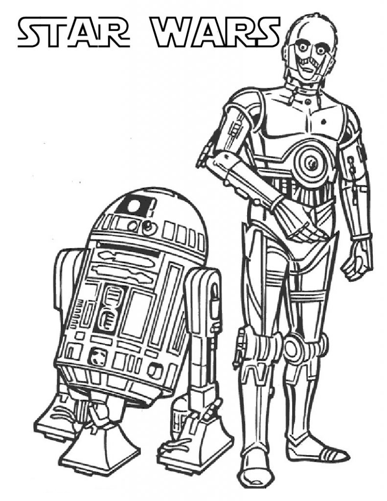 R2D2 and C3PO - Star Wars Coloring Pages