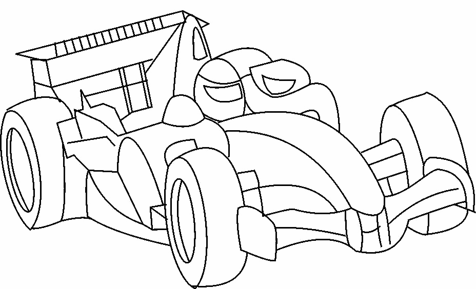 Race Car Cartoon Coloring Page