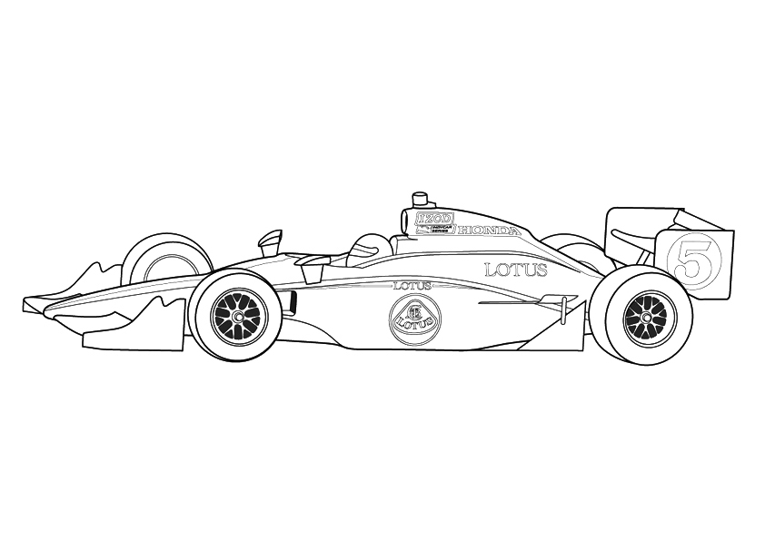 Race Car Side View Coloring Page