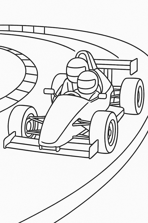 Race Car On Track Coloring Page