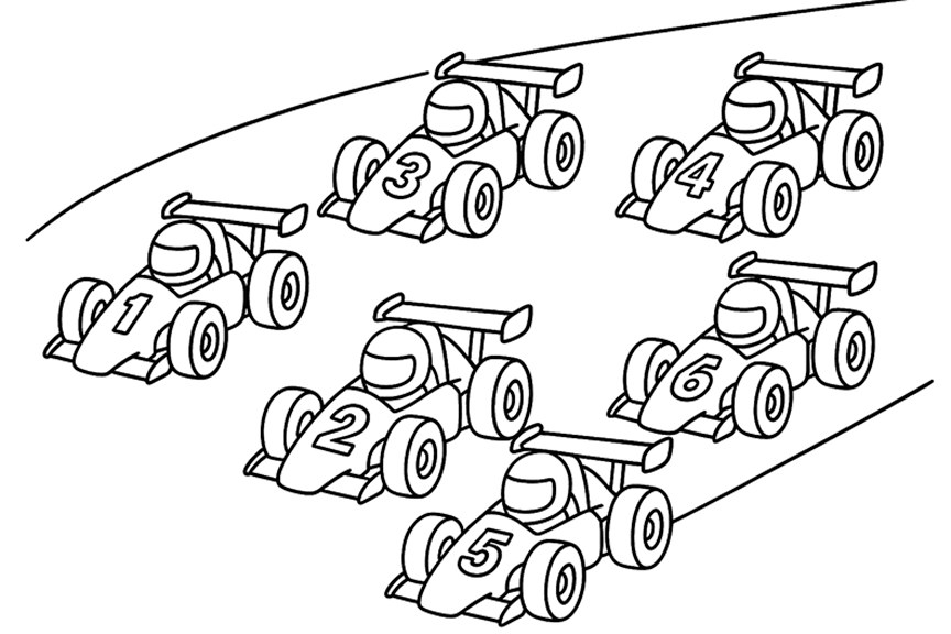 Race Cars Coloring Page